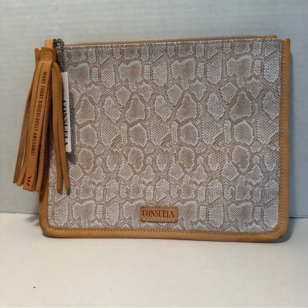 NWT Consuela Clay Anything Goes Pouch - Embossed Snake Print